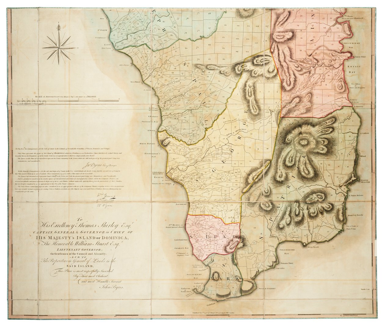 Plan of the Island of Dominica Laid Down by Actual Survey Under the Direction of the Honorable the Commissioners for the Sale of Lands in the Ceded Islands by John Byres Chief Surveyor 1776 by John Bayly