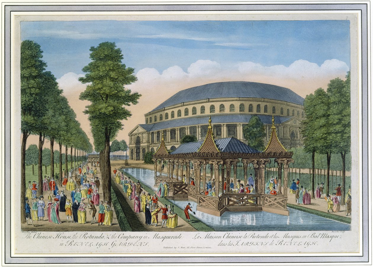 The Chinese House, the Rotunda and the Company in Masquerade in Ranelagh Gardens by John Bowles
