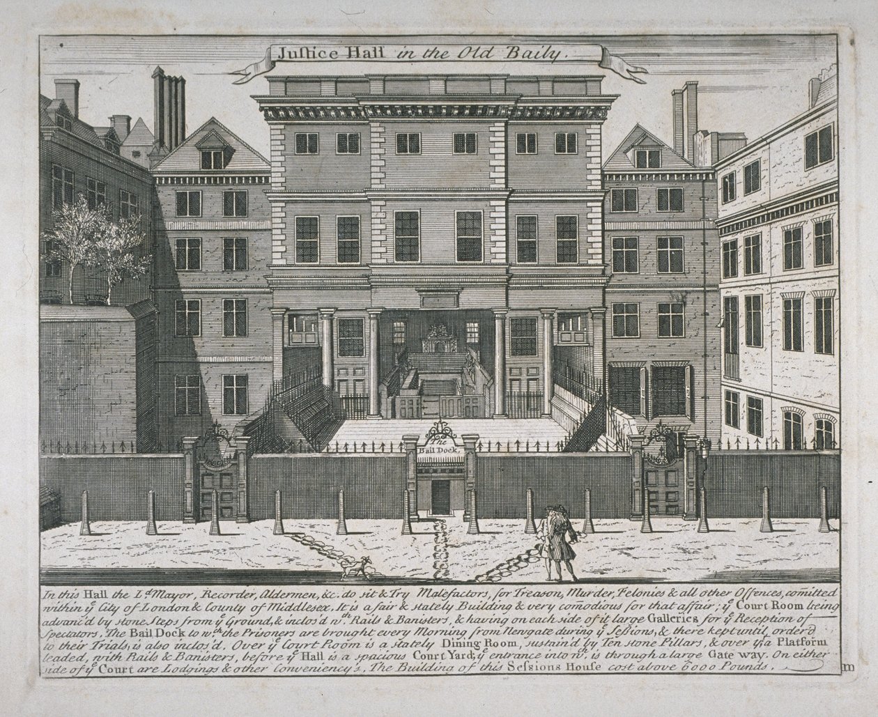 View of the Justice Hall, Old Bailey, c.1740 by John Bowles