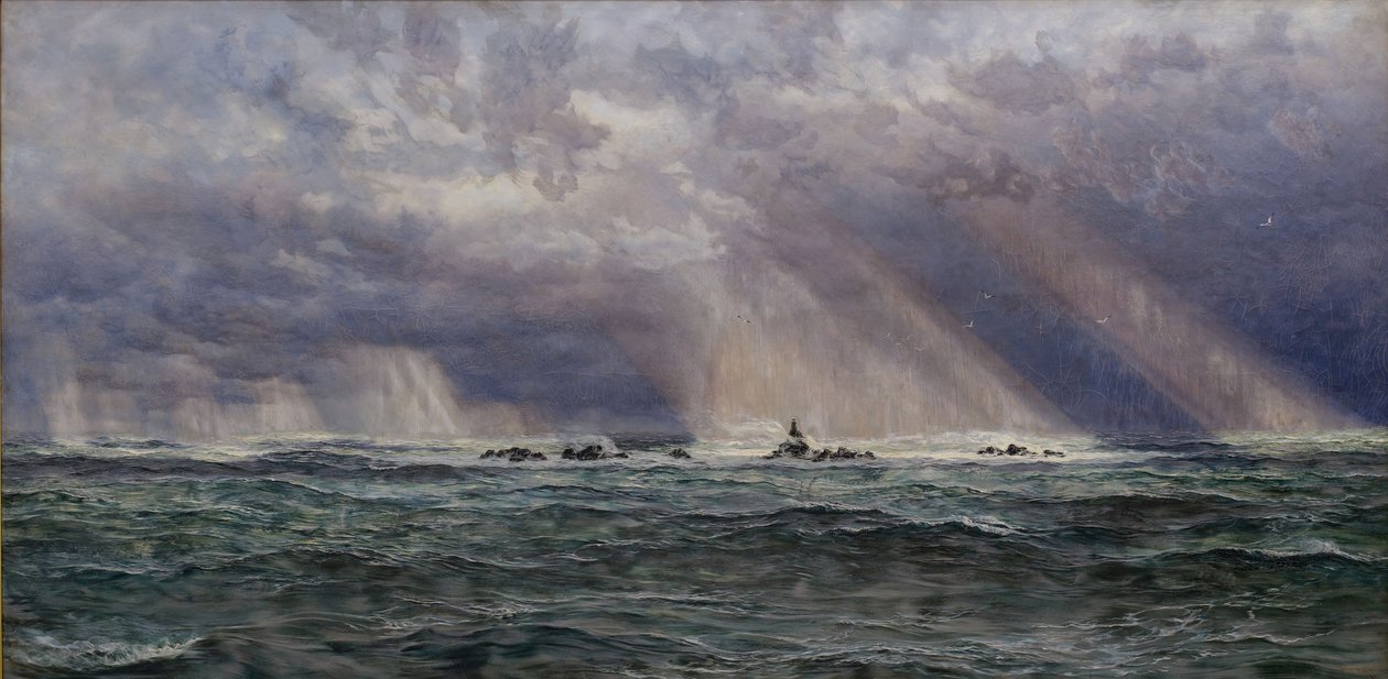 A North West Gale off the Longships Lighthouse by John Brett