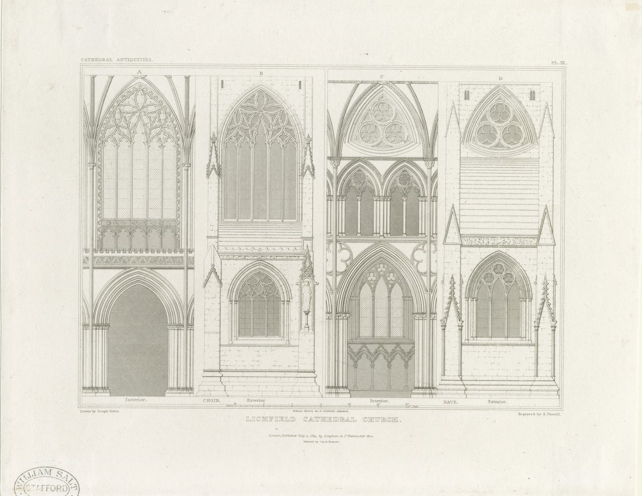 Interior of Lichfield Cathedral - Nave and Choir by John Britton