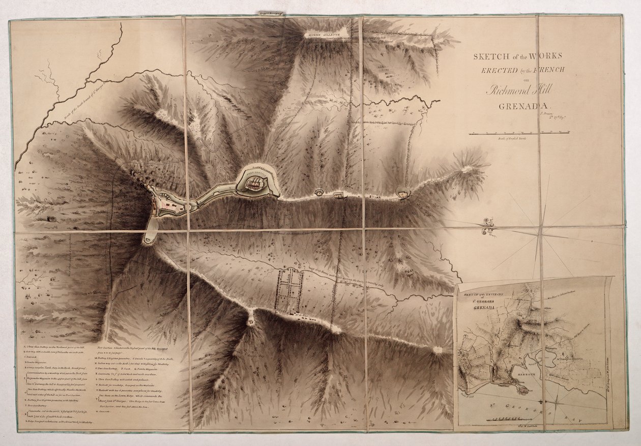 Sketch of the Works Erected by the French on Richmond Hill, Grenada by John Brown