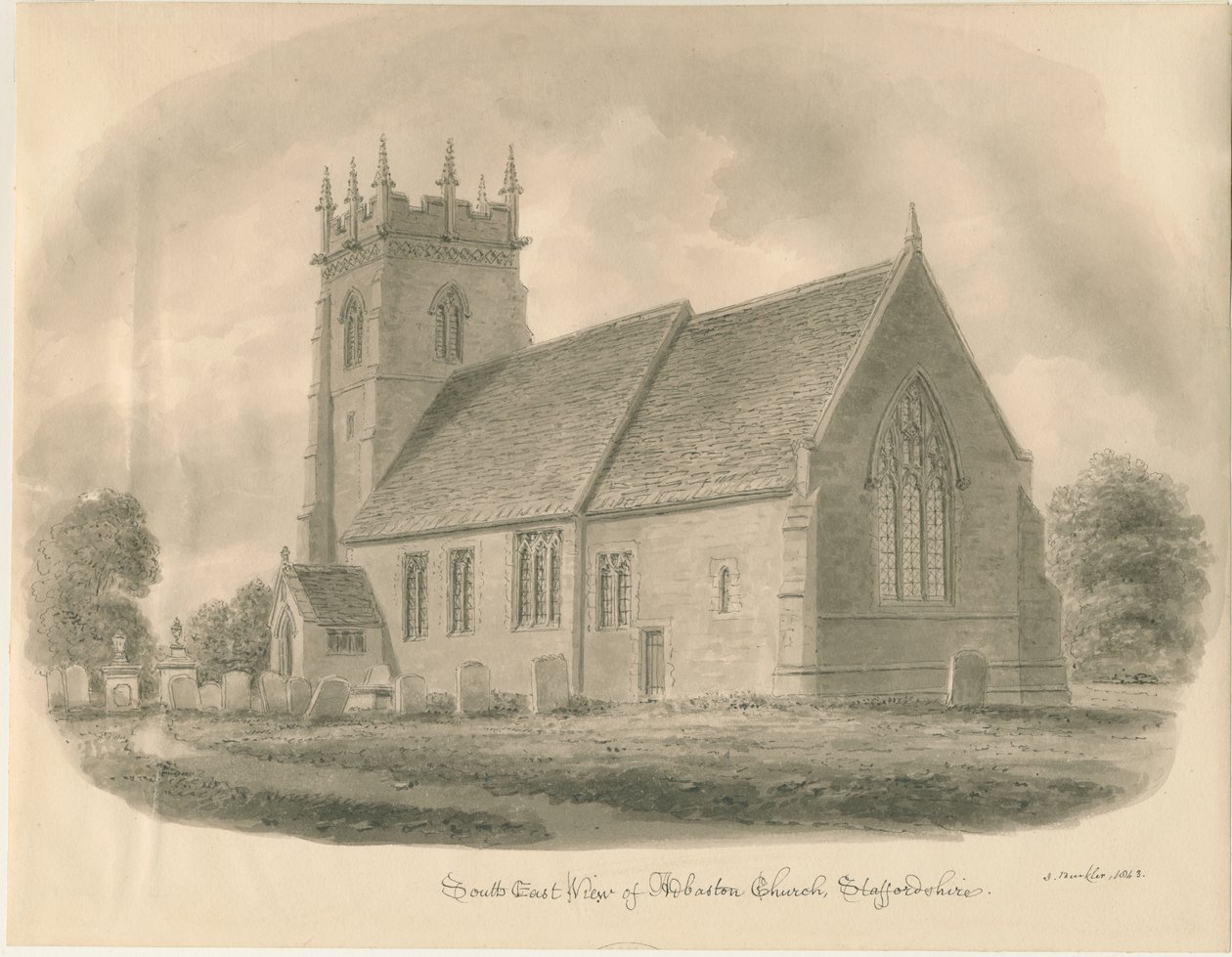 Adbaston Church, 1843 by John Buckler