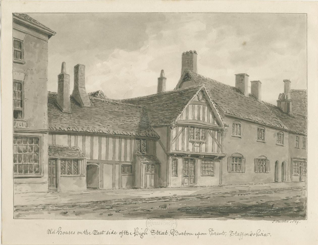 Burton-upon-Trent - Old Houses on High Street by John Buckler