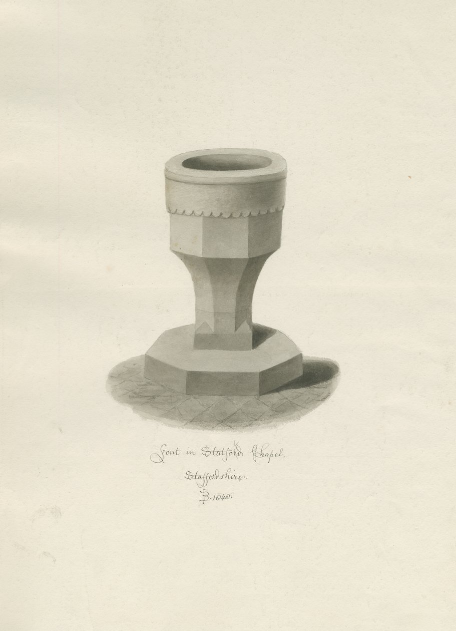 Font in Statfold Chapel by John Buckler