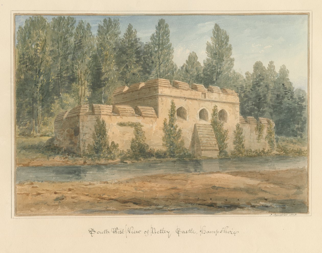 Hampshire - Netley Castle, 1828 by John Buckler