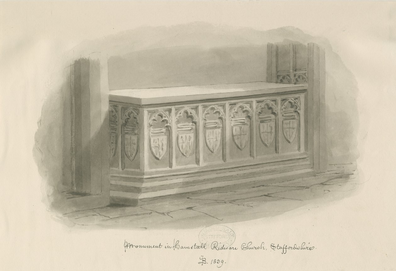 Hamstall Ridware Church - Monument by John Buckler