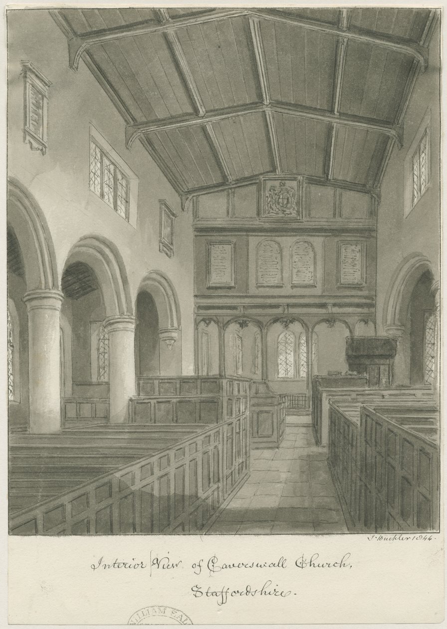 Interior of Caverswall Church by John Buckler