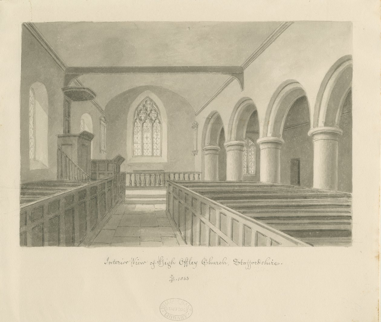 Interior of High Offley Church by John Buckler