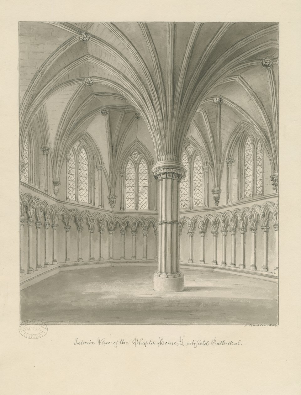Interior of Lichfield Cathedral - Chapter House by John Buckler