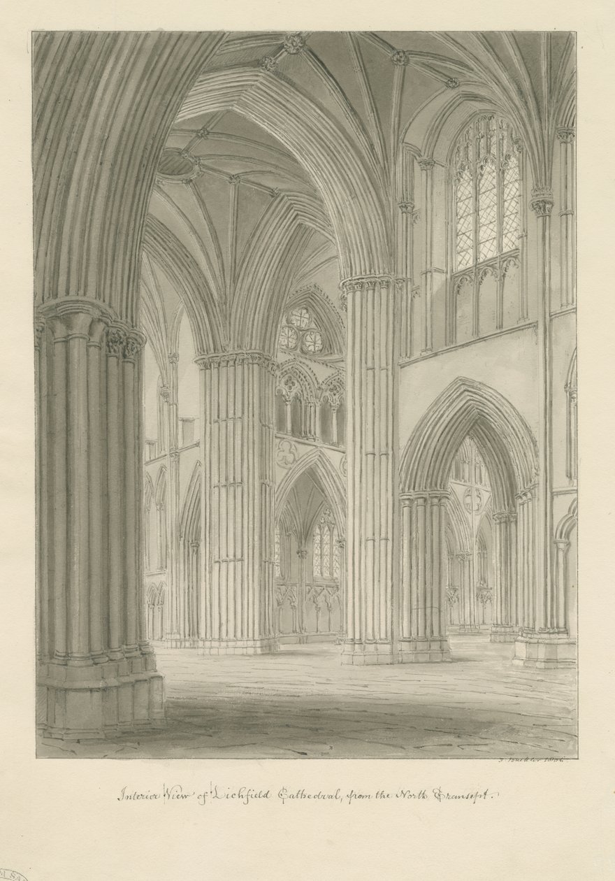 Interior of Lichfield Cathedral - Crossing from the North Transept by John Buckler