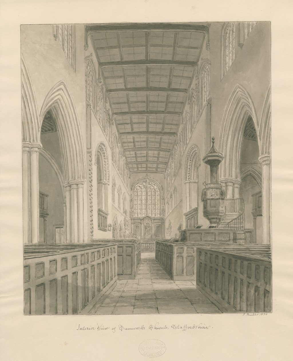 Interior of Tamworth Church by John Buckler