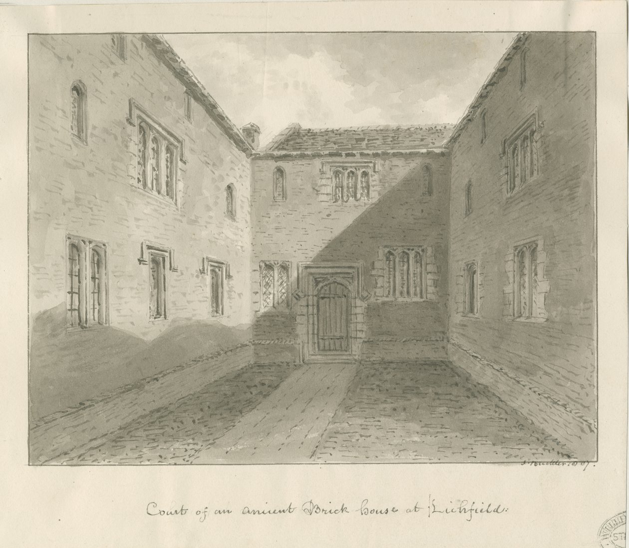 Lichfield - Court Yard of Old House in The Close by John Buckler
