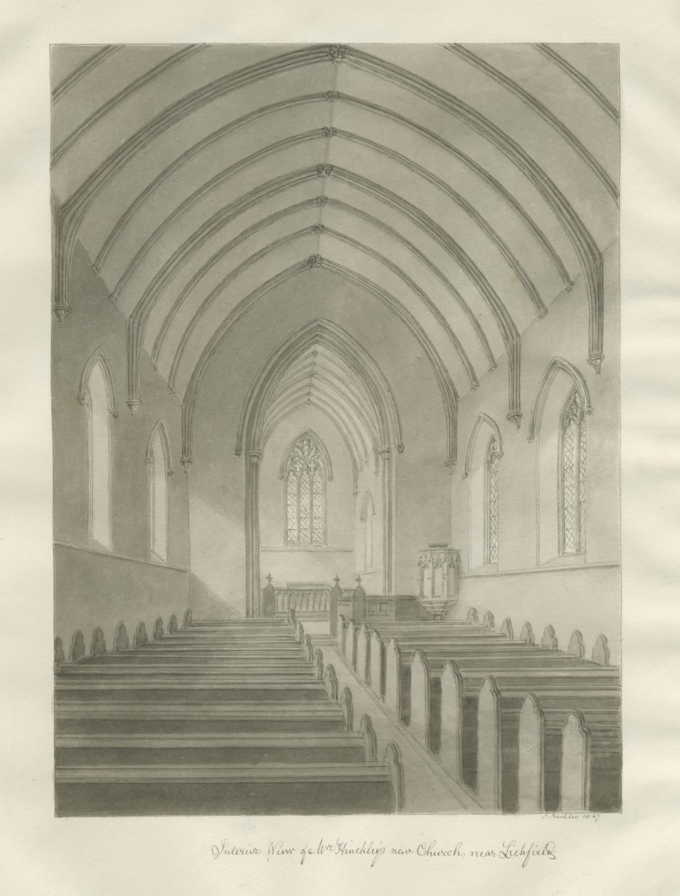 Interior of Christ Church, Lichfield by John Buckler