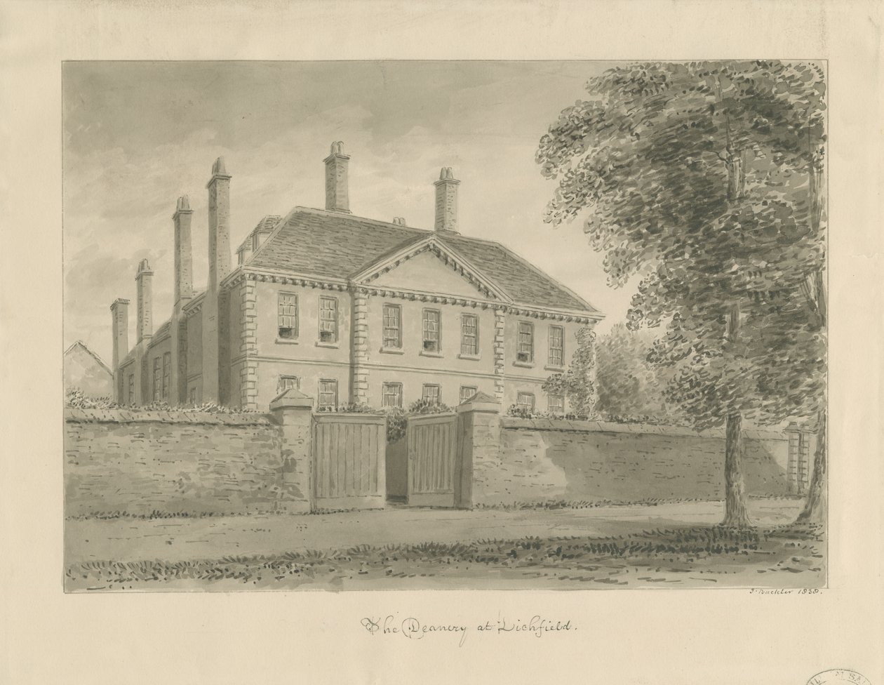 Lichfield - The Deanery in The Close by John Buckler