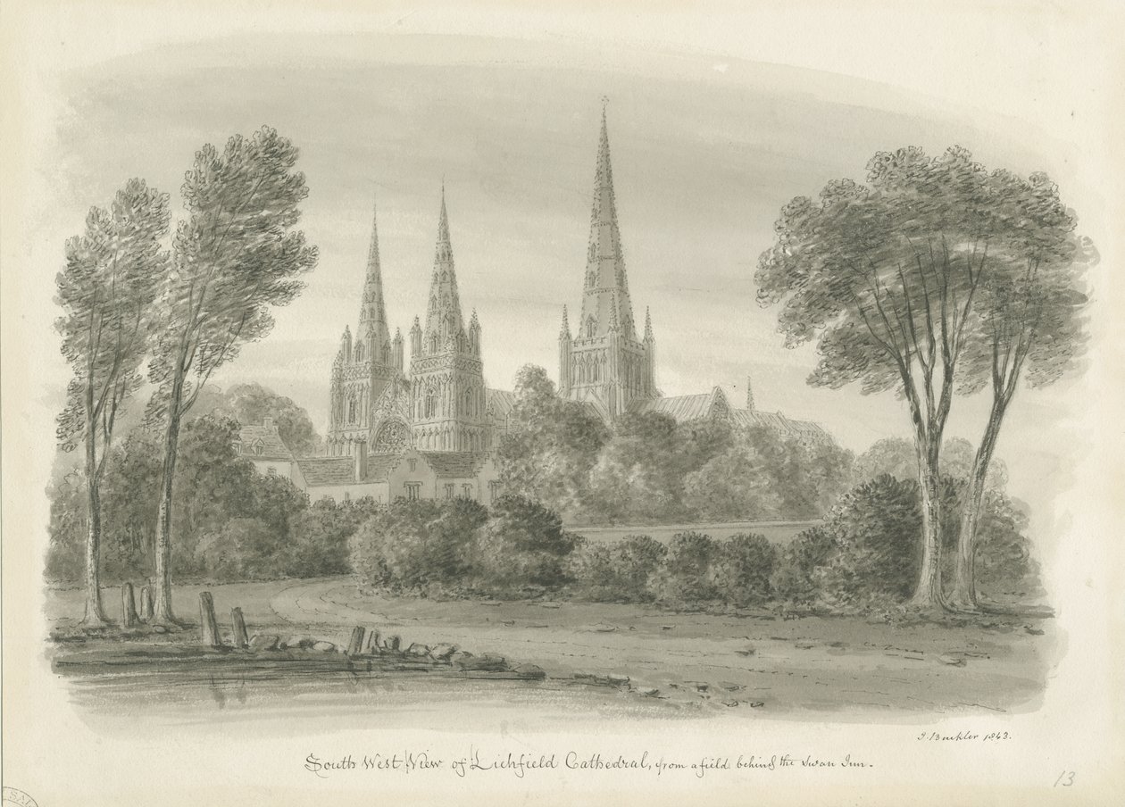 Lichfield Cathedral - South West View by John Buckler