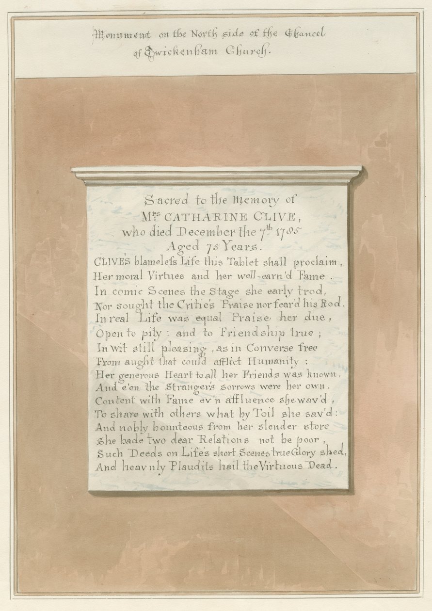 Middlesex - Twickenham Church - Monument by John Buckler