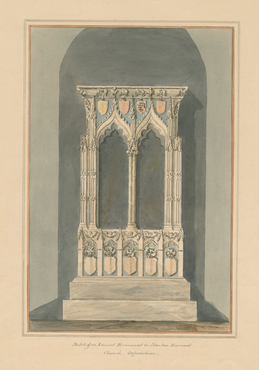 Oxfordshire - Stanton Harcourt Church - Monument, 1803 by John Buckler