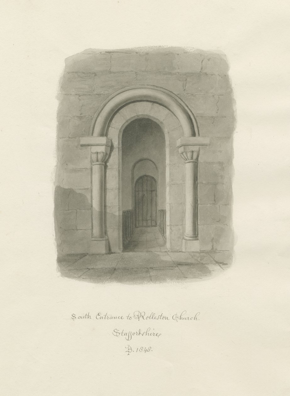 Rolleston Church - South Entrance by John Buckler