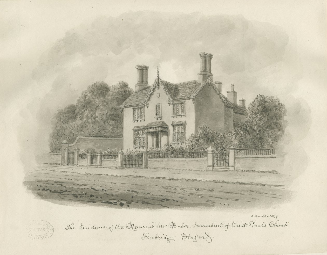 Stafford - Residence of Reverend Baber by John Buckler