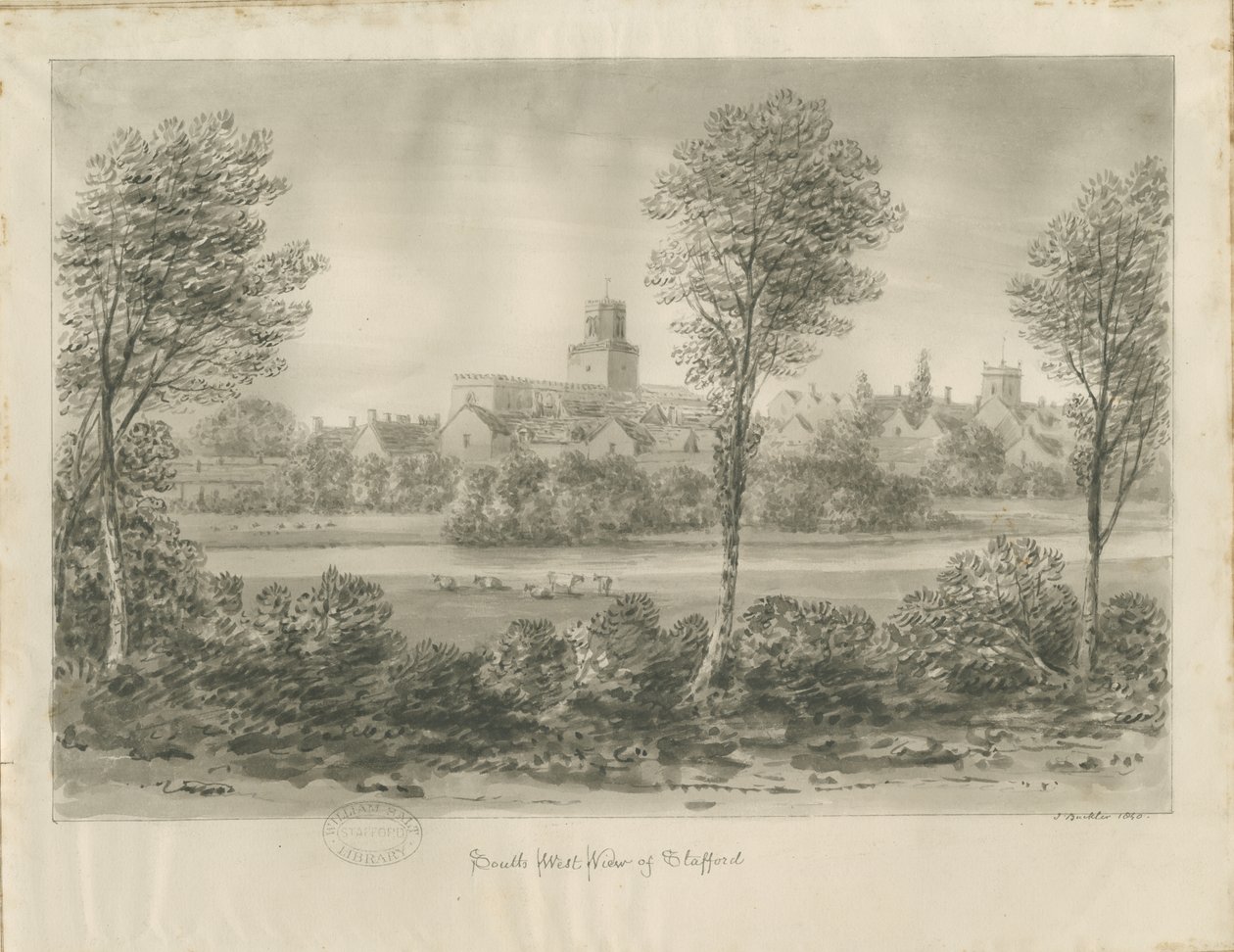 Stafford - South West View by John Buckler