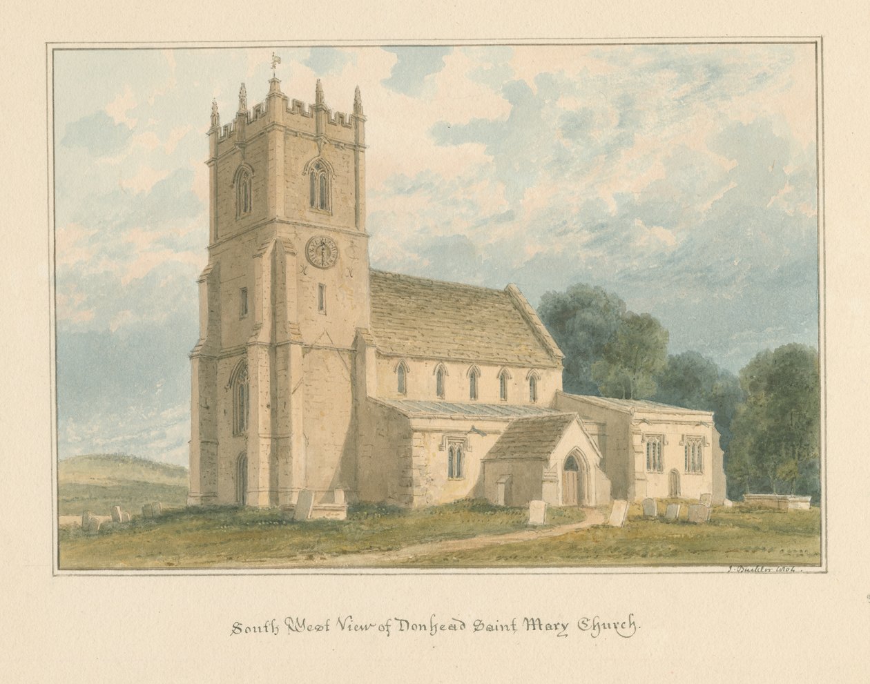 Wiltshire - Donhead Saint Mary Church, 1804 by John Buckler