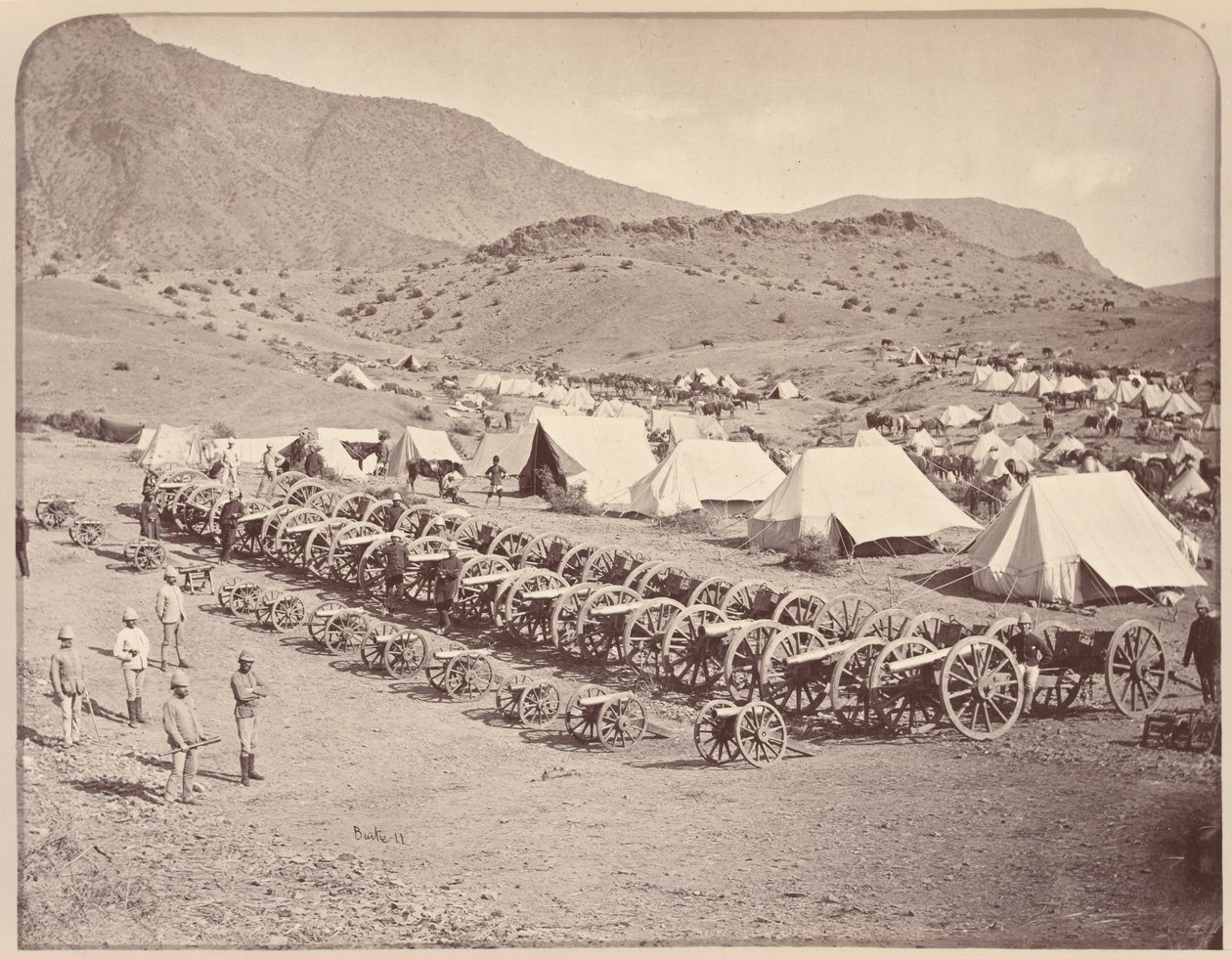 Captured Guns from Ali Musjid Parked on Shergai Heights by John Burke