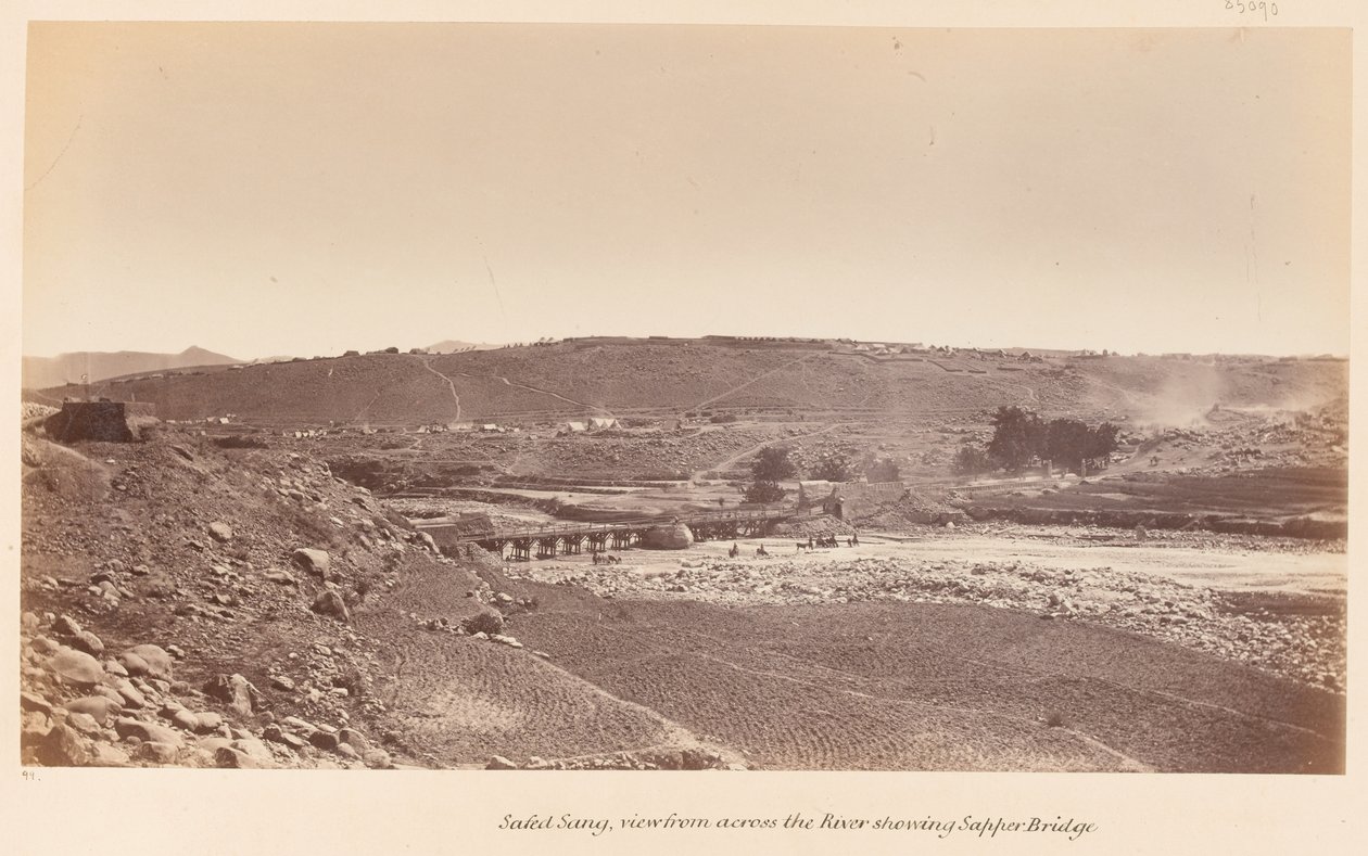 Safed Sang, Viewed from Across the River Showing Sapper Bridge by John Burke