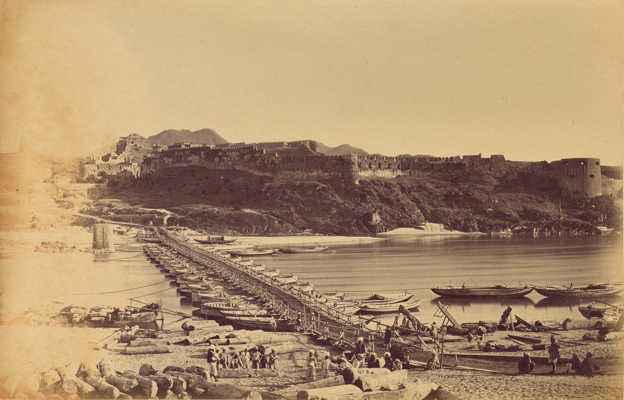 The Bridge of Boats and Fort, from Khairabad by John Burke