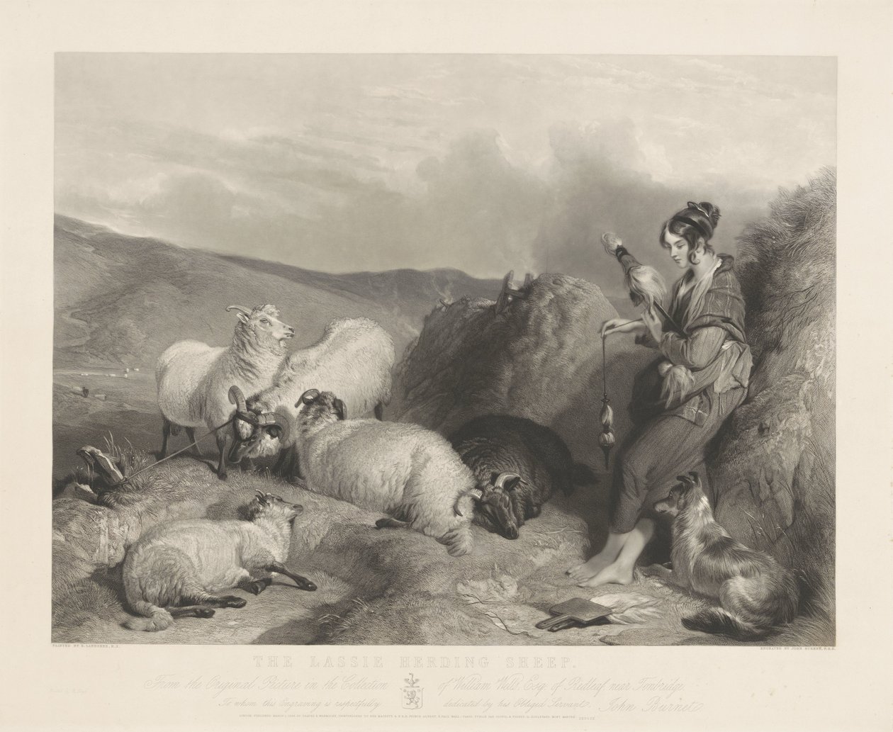 The Lassie Herding Sheep by John Burnet