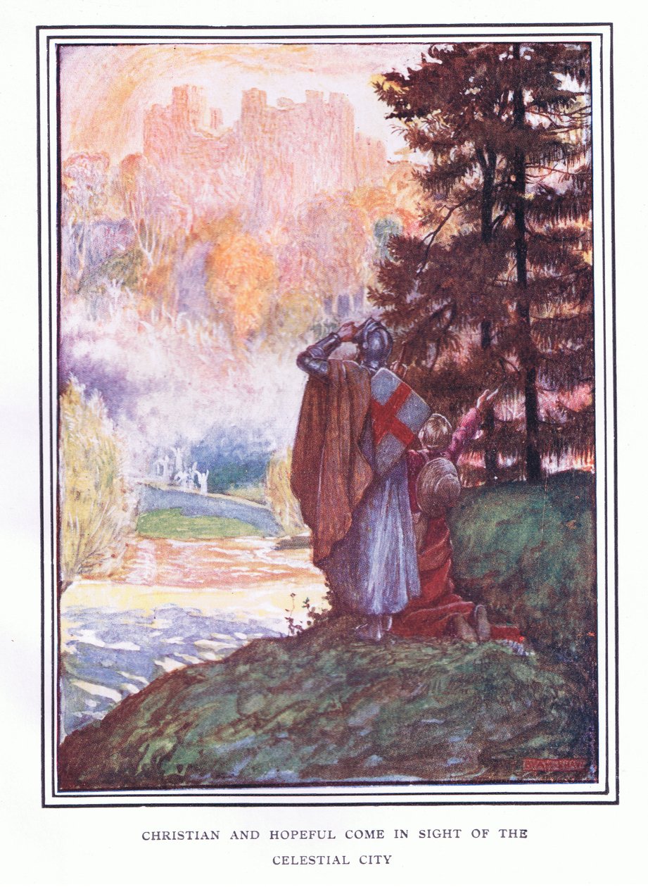 Christian and hopeful come in sight of the celestial city by John Byam Liston Shaw