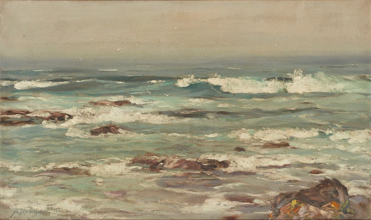 Waves Breaking on a Deserted Coastline by John Campbell Mitchell