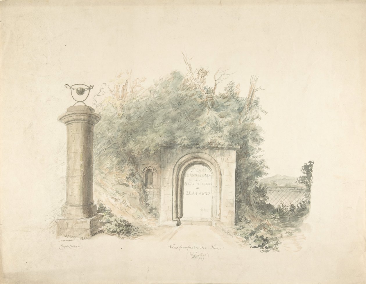 Title Page to a Group of Plans, Elevations and Scenic Interiors of Lea Castle, Worcestershire by John Carter.