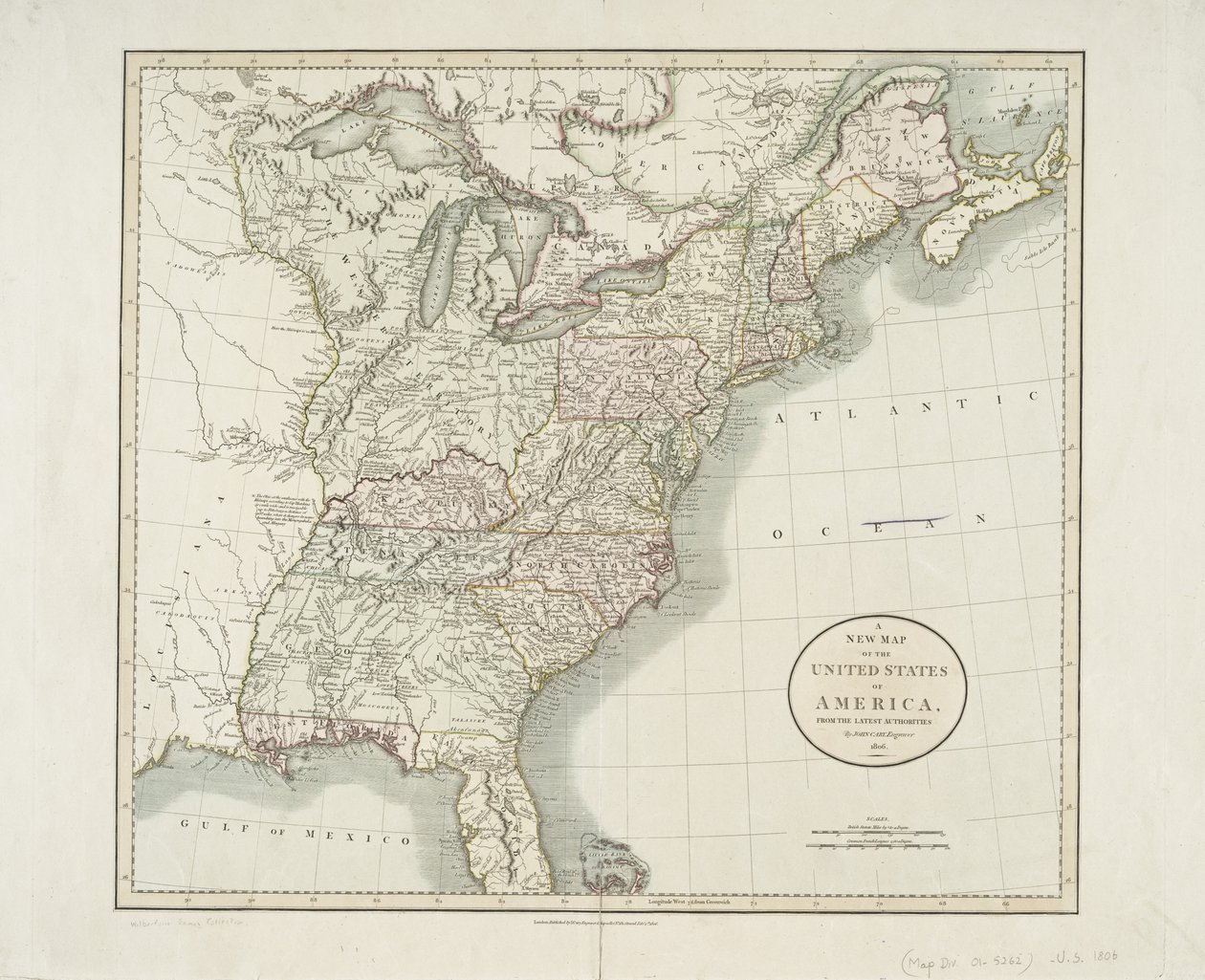 A new map of the United States of America, from the latest authorities by John Cary