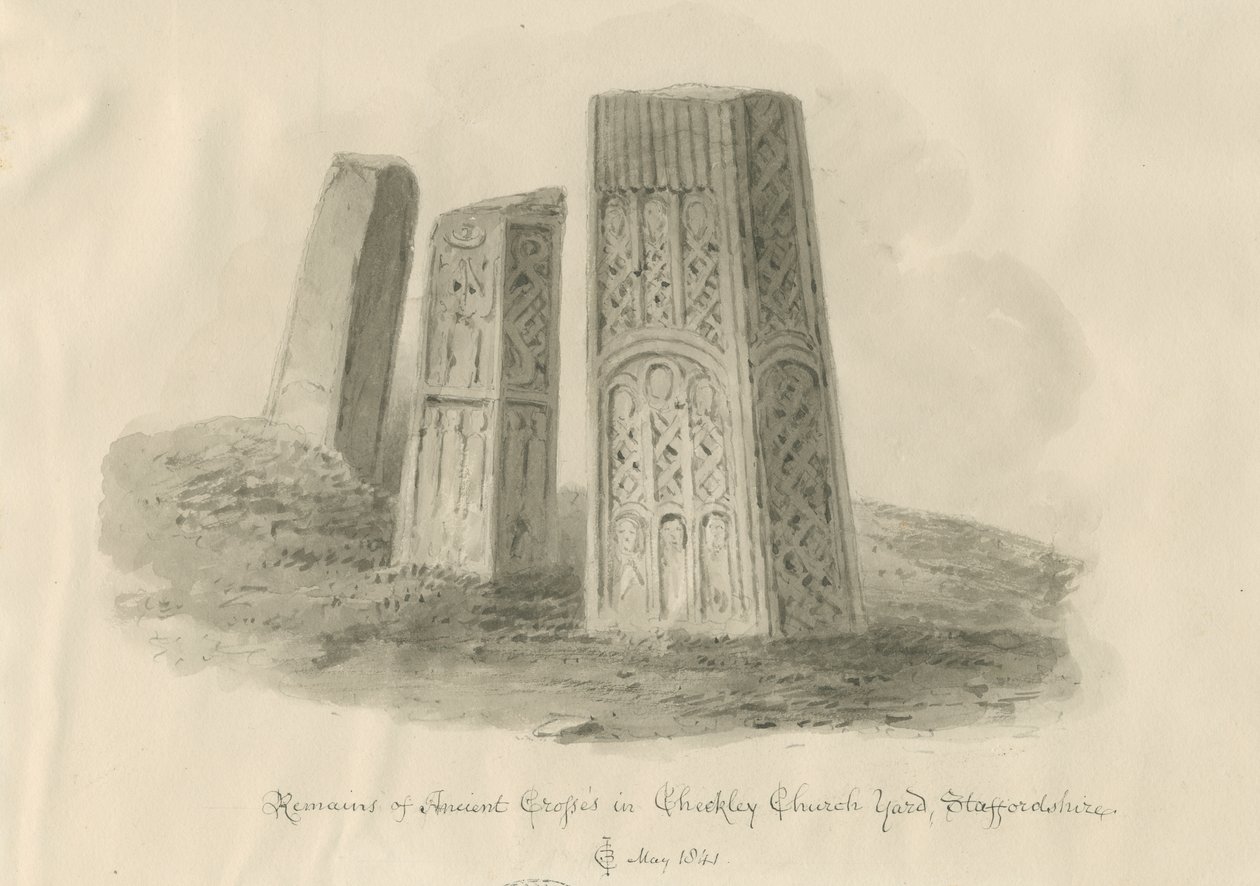 Checkley Church - Ancient Crosses by John Chessell Buckler