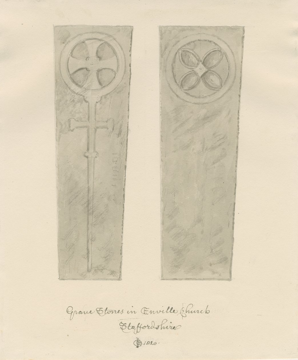 Enville Church - Gravestones by John Chessell Buckler