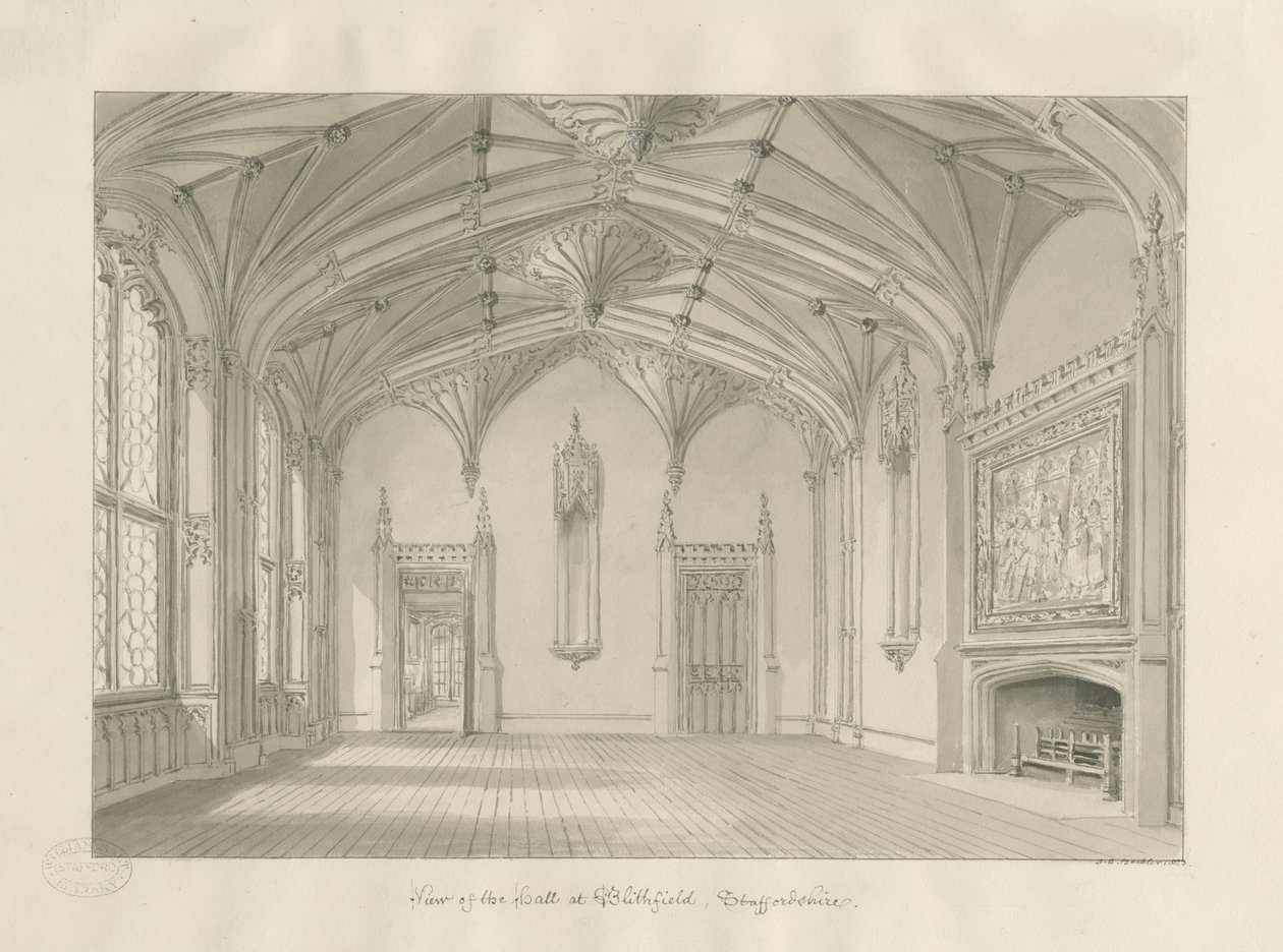 Interior of Blithfield Hall by John Chessell Buckler