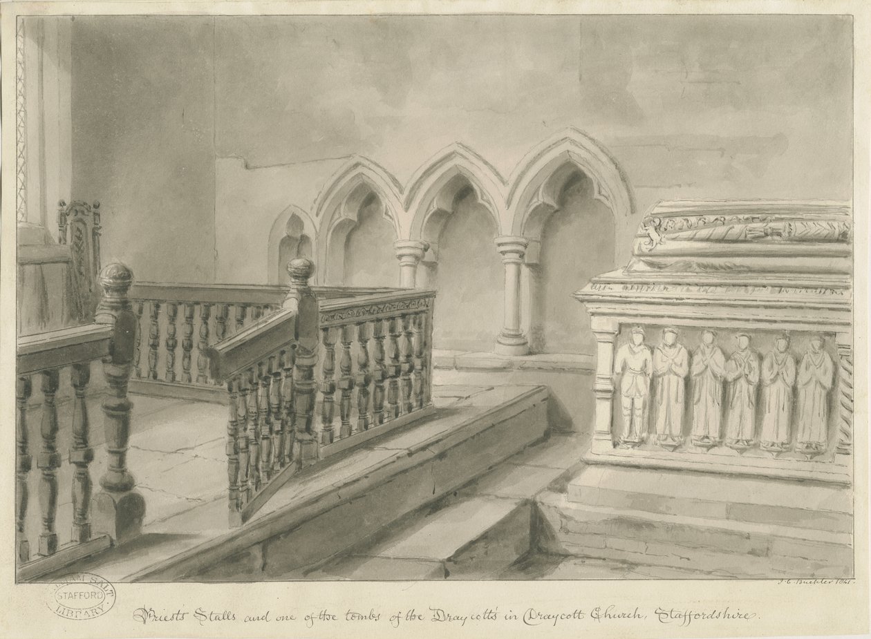 Interior of Draycott in the Moors Church by John Chessell Buckler