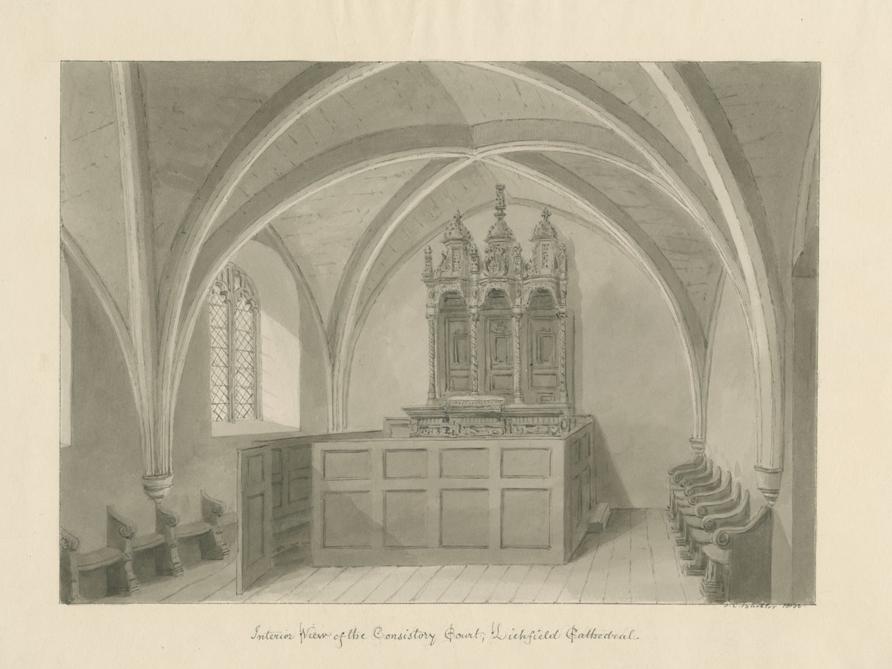 Interior of Lichfield Cathedral - Consistory Court by John Chessell Buckler