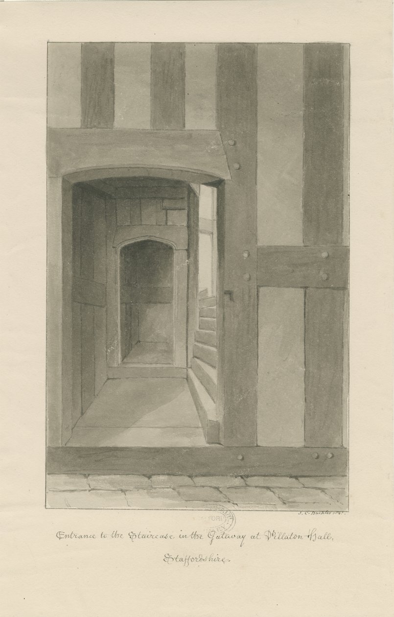 Pillaton Hall - Interior of Gatehouse by John Chessell Buckler