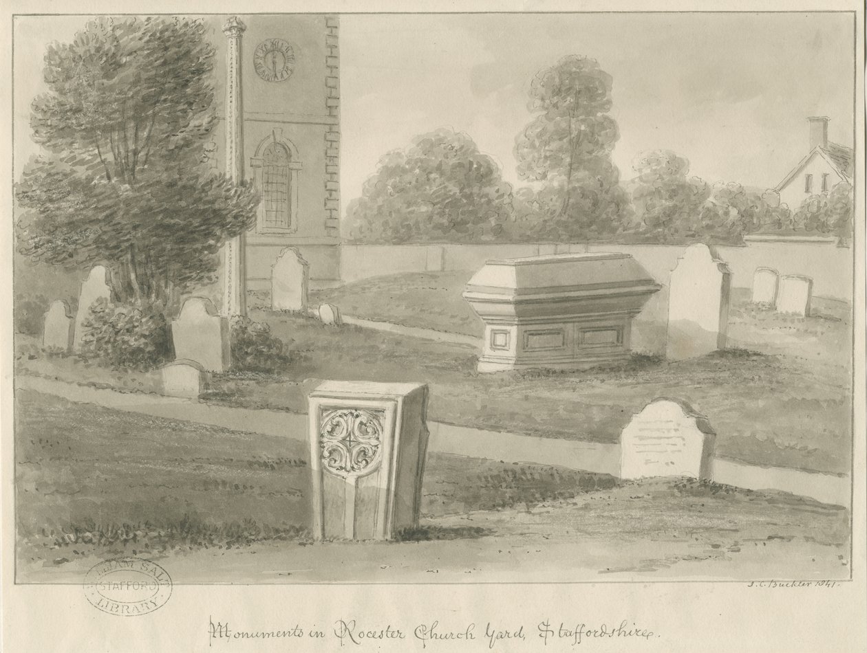 Rocester Church - Monuments and Church-yard by John Chessell Buckler
