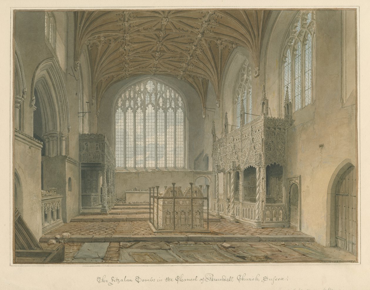 Sussex - Arundel Church - The Fitzalan Tombs, 1825 by John Chessell Buckler