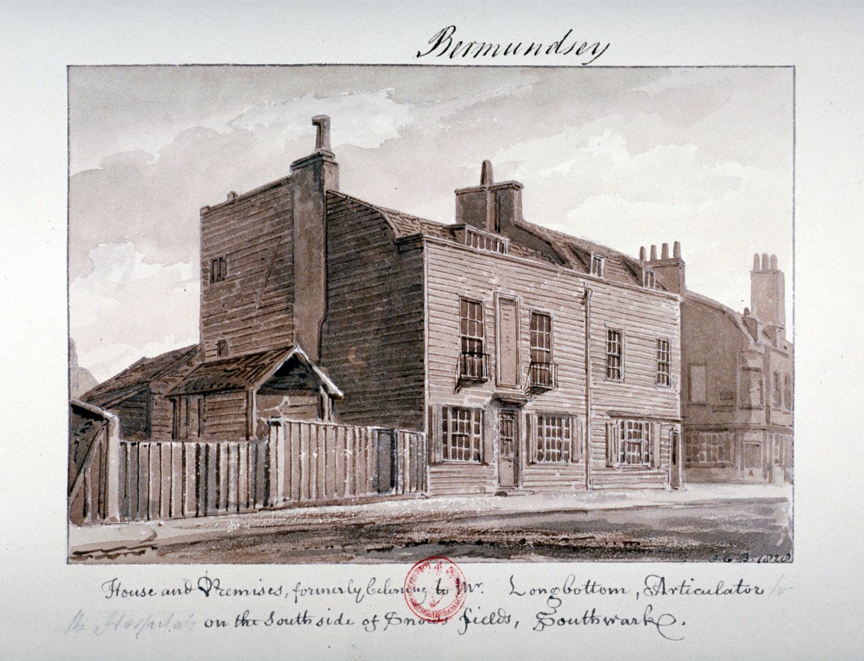 View of houses on the south side of Snowsfields, Bermondsey, London, 1828 by John Chessell Buckler