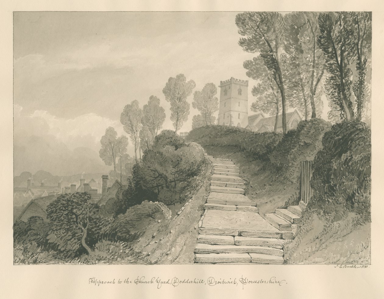 Worcestershire - Droitwich - Dodderhill Church by John Chessell Buckler