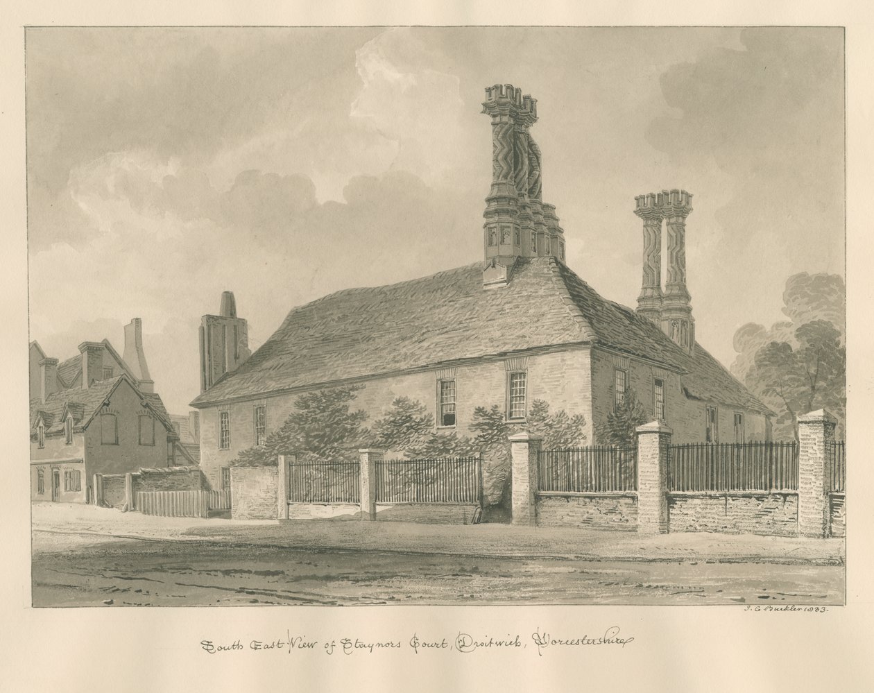 Worcestershire - Droitwich - Staynors Court, 1833 by John Chessell Buckler