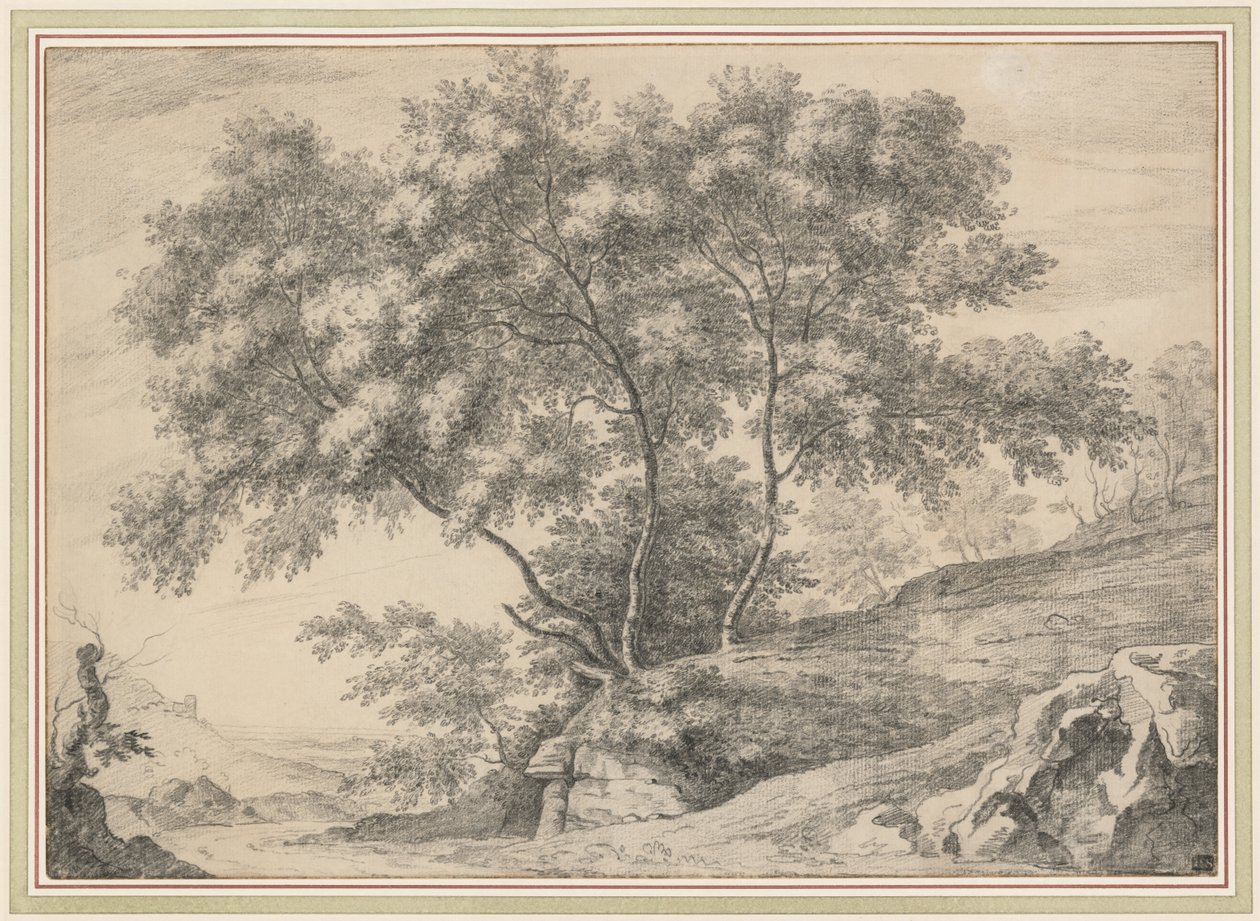 A Clump of Trees on a Rocky Outcrop by John Claude Nattes