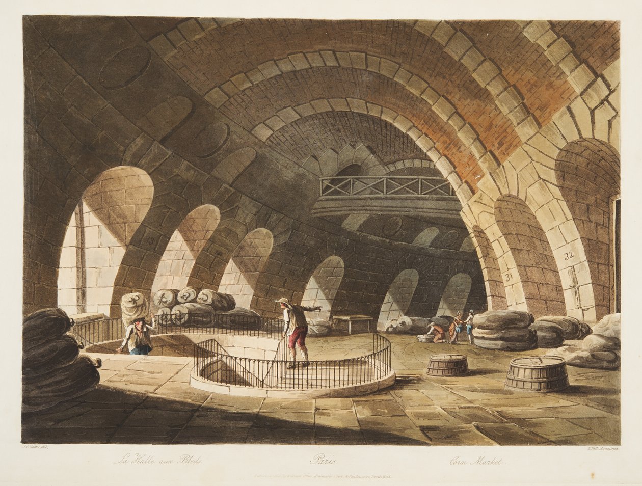 Corn Market, illustration from Versailles, Paris and Saint Denis by John Claude Nattes