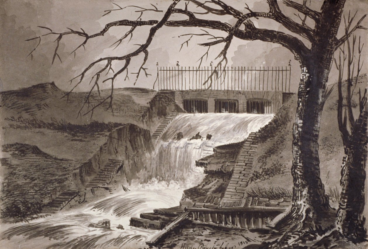 View of the Outlet of the Serpentine, Hyde Park, London, 1818 by John Claude Nattes