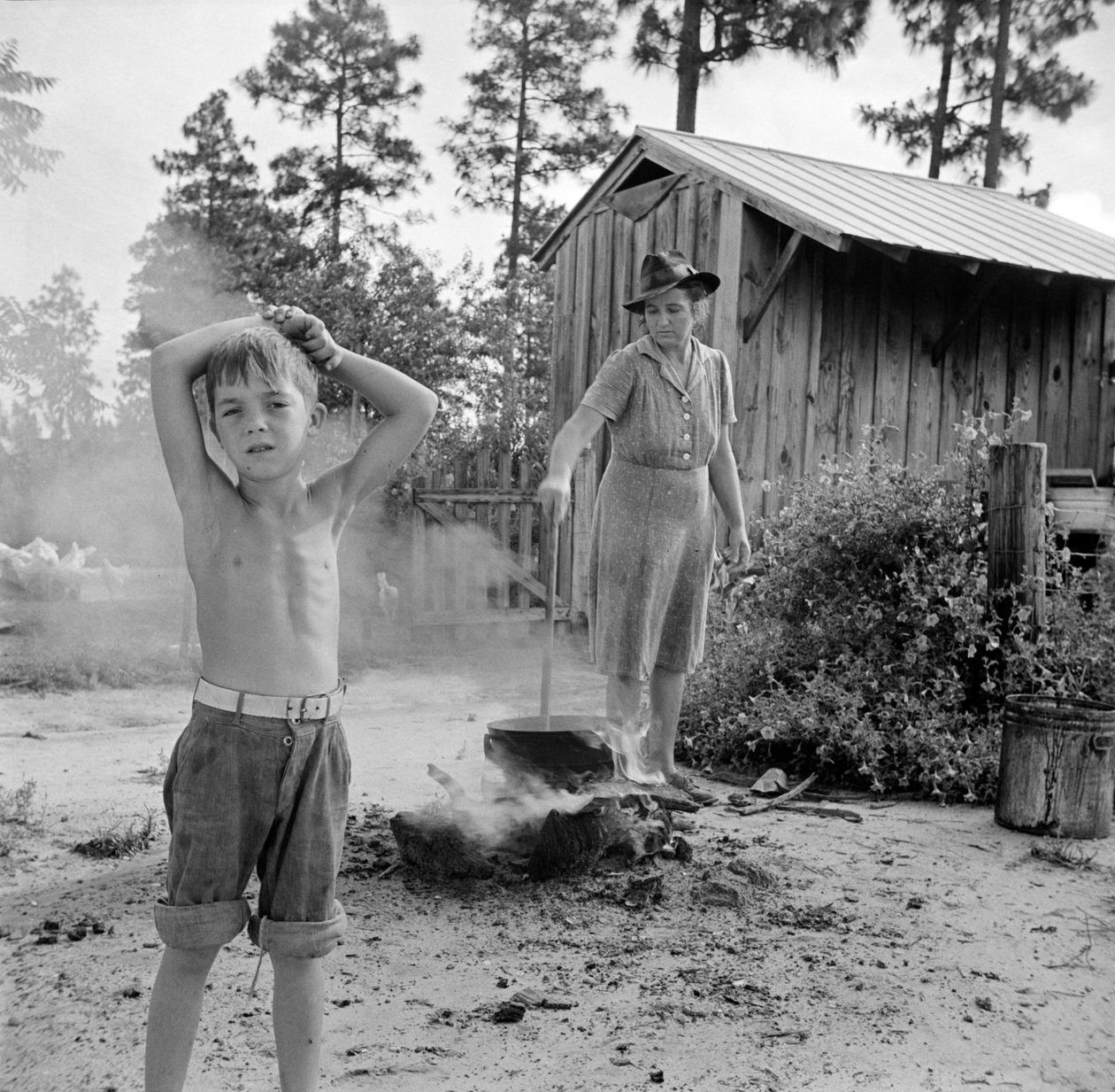Escambia Farms, Florida. Boiling wash water on the McLelland farm by John Collier