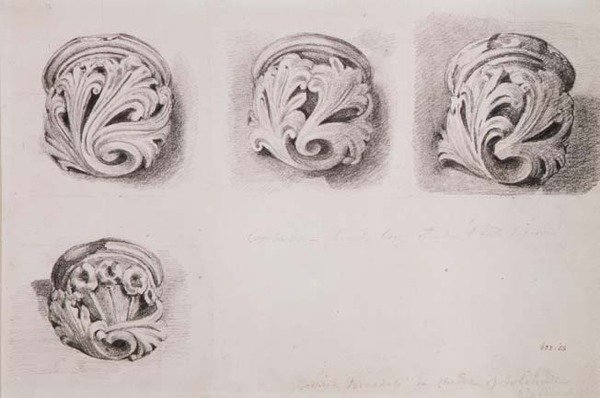 Corbels in Solihull Church, Warwickshire by John Constable